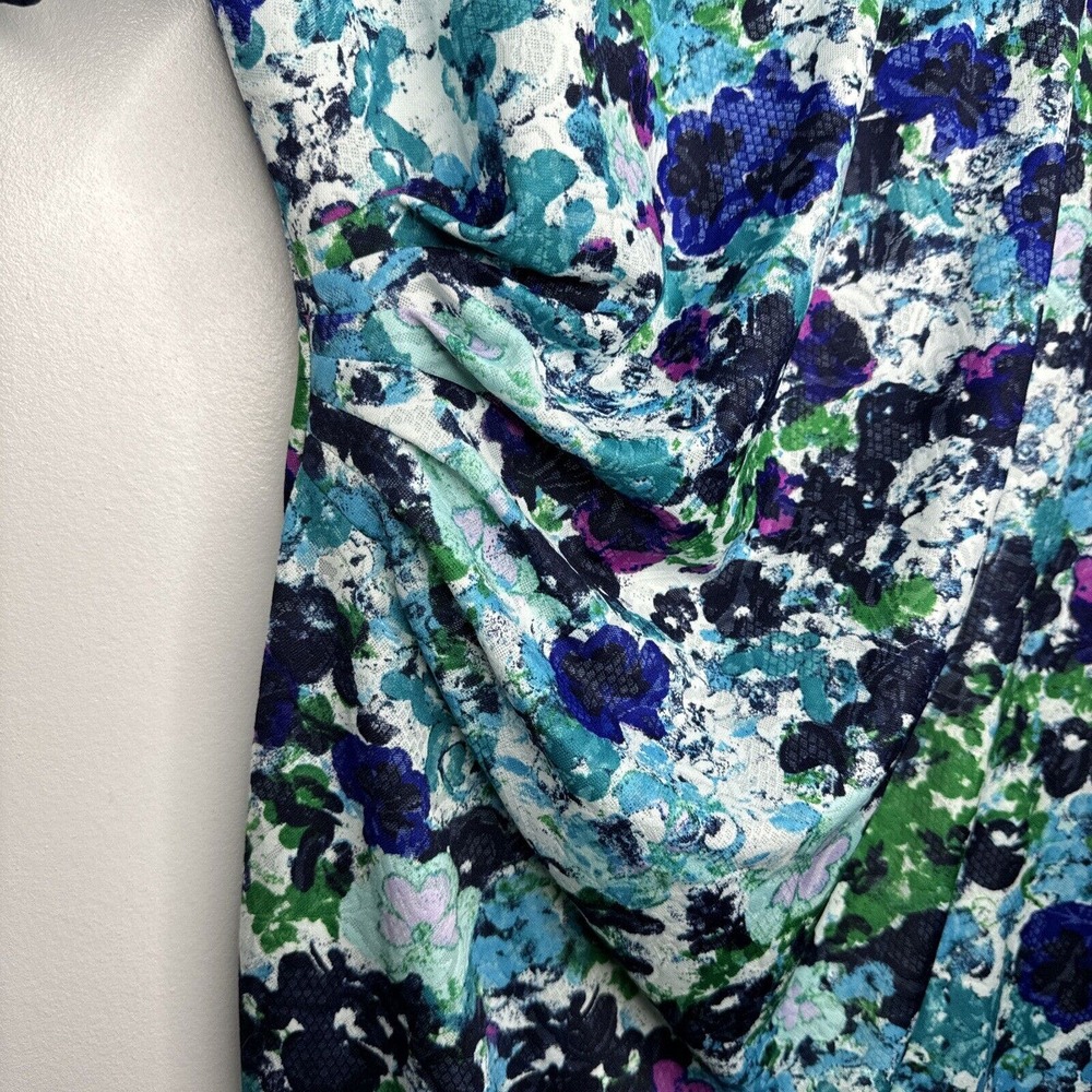 NYDJ Skyler Abstract Floral Size 12 Ruched Sheath Dress Not Your Daughters Jeans - Picture 5 of 10